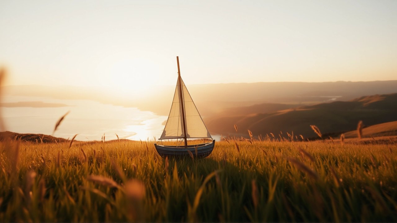Velero hecho a mano, viento y paz