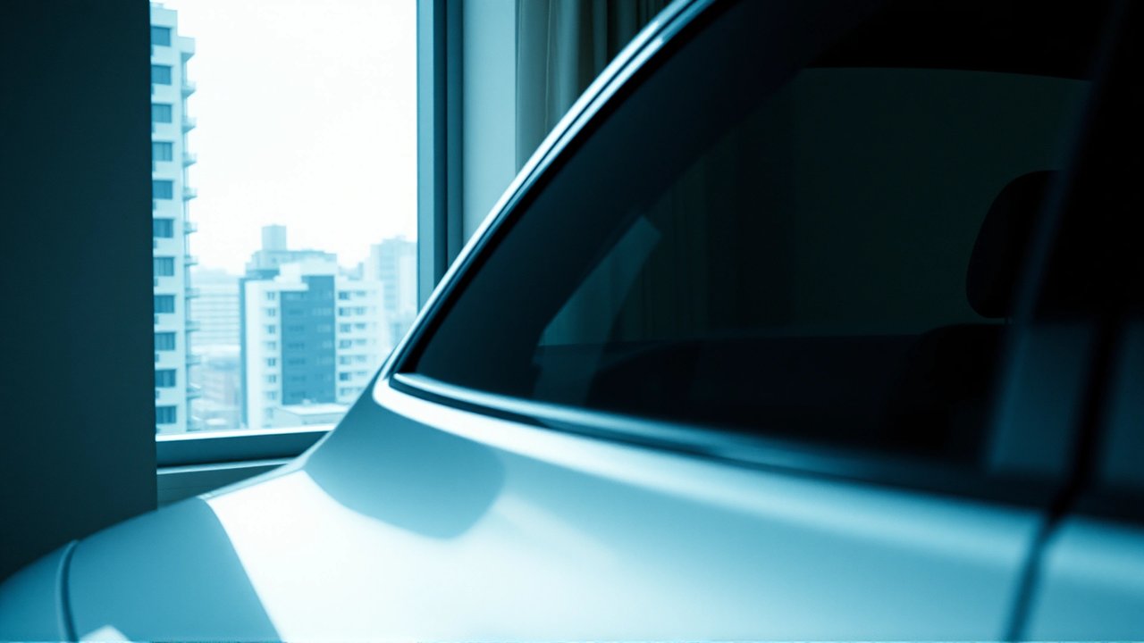 Coche híbrido en casa, futuro sostenible urbano