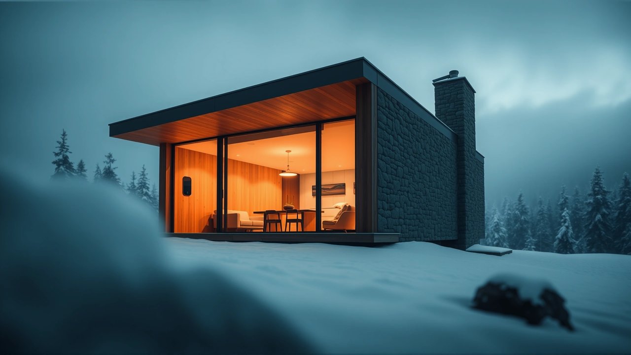 Casa bioclimática moderna, diseño sostenible y tranquilo