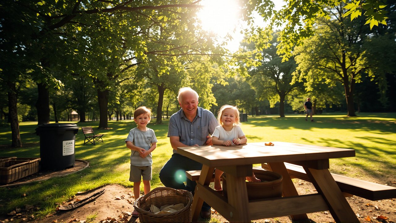 Familia disfrutando picnic sostenible y natural